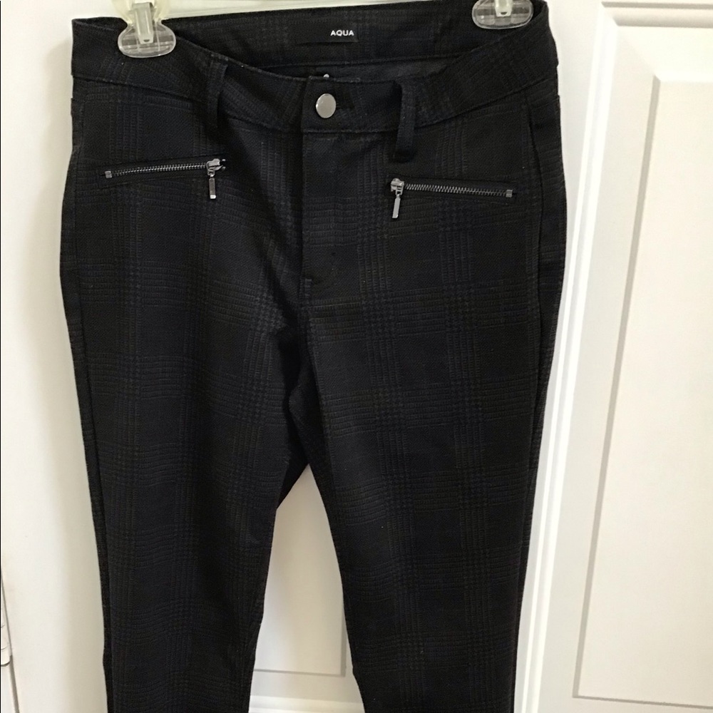 Bloomingdales Aqua Black Plaid Pointe Slim Pants M